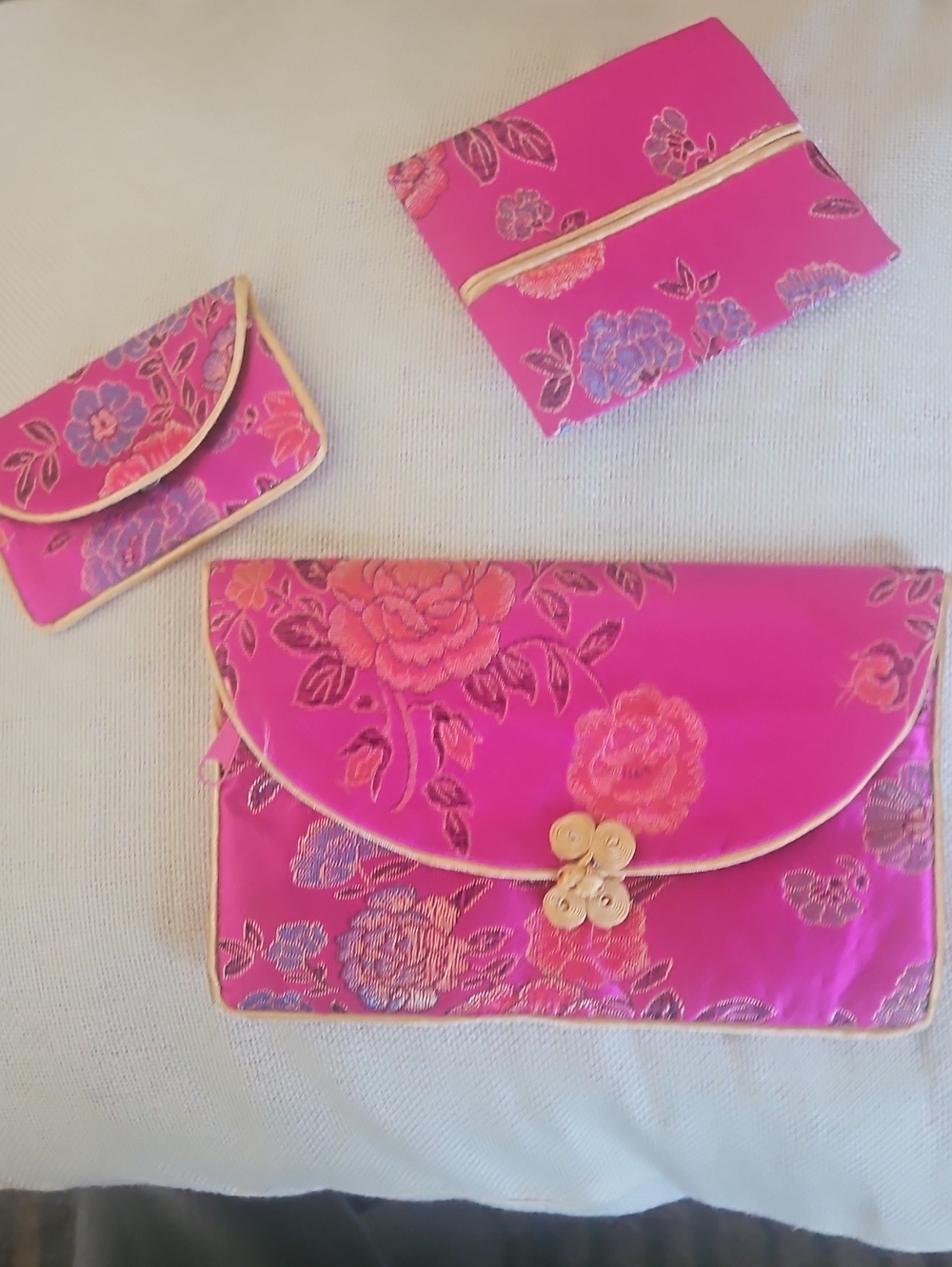 Floral Satin Envelope Clutch in Fuchsia
